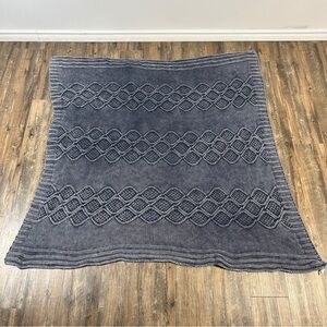 Pottery Barn Gray Cable Knit Throw Blanket Cozy Coastal Farmhouse Decor